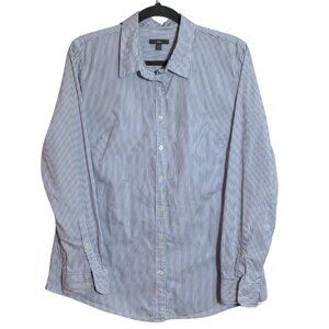 Gap Blue + White Pin Stripe 100% Cotton Tailored Dress Shirt Women's XL
